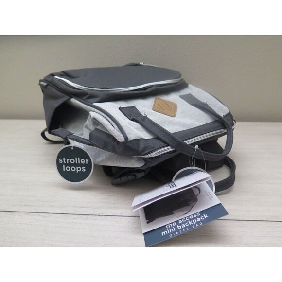 BB Gear Gray Unisex Mini Backpack Diaper Bag w/Adjustable Shoulder Straps - Picture 6 of 12